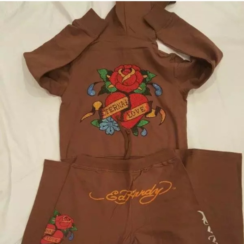 NWT Ed Hardy tracksuit sweatsuit set both Large