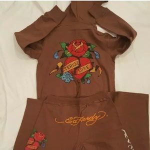 NWT Ed Hardy tracksuit sweatsuit set both Large
