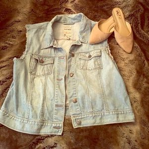 Trade! Light jean vest and polka dot dress!