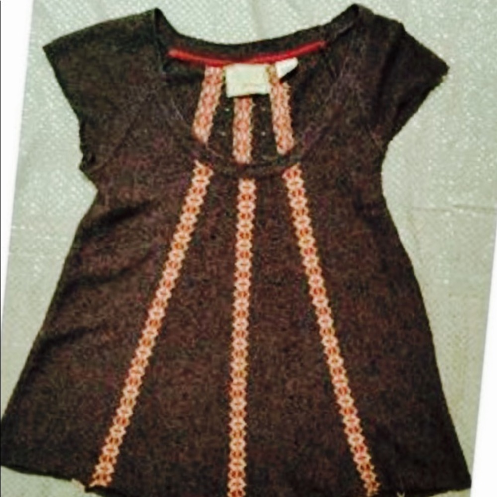 Anthropologie Guinevere  Knit Cap Sleeve Top