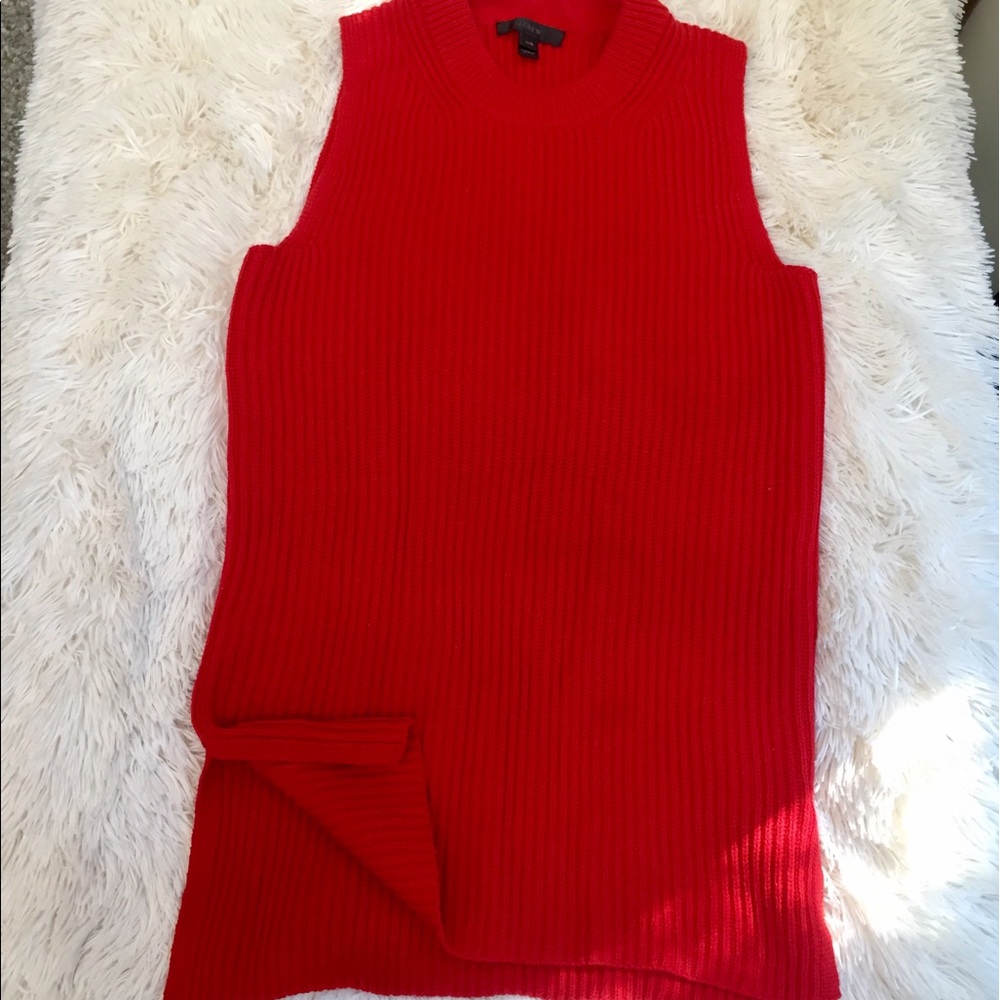 JCrew red sweater tank with side slits- XXS