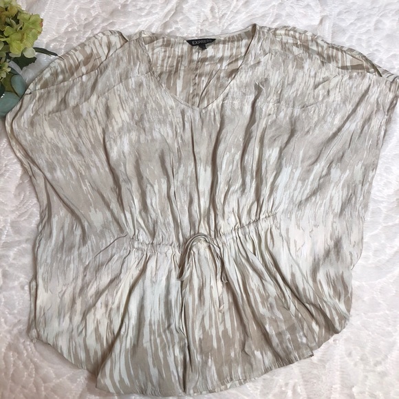 Express Tops - Express Cream V Neck Blouse