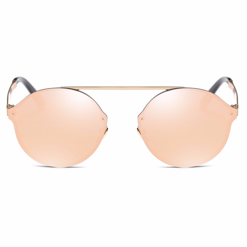 BRICKELL - Pink RIMLESS ROUND MIRRORED SUNGLASSES - Picture 2 of 8