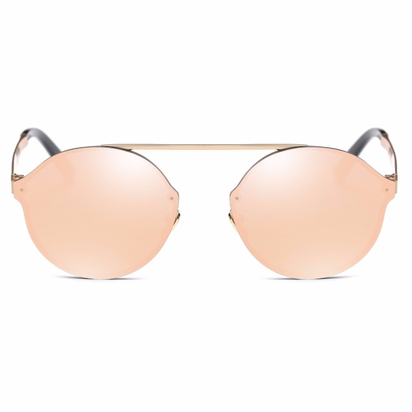 BRICKELL - Pink RIMLESS ROUND MIRRORED SUNGLASSES - Picture 2 of 8