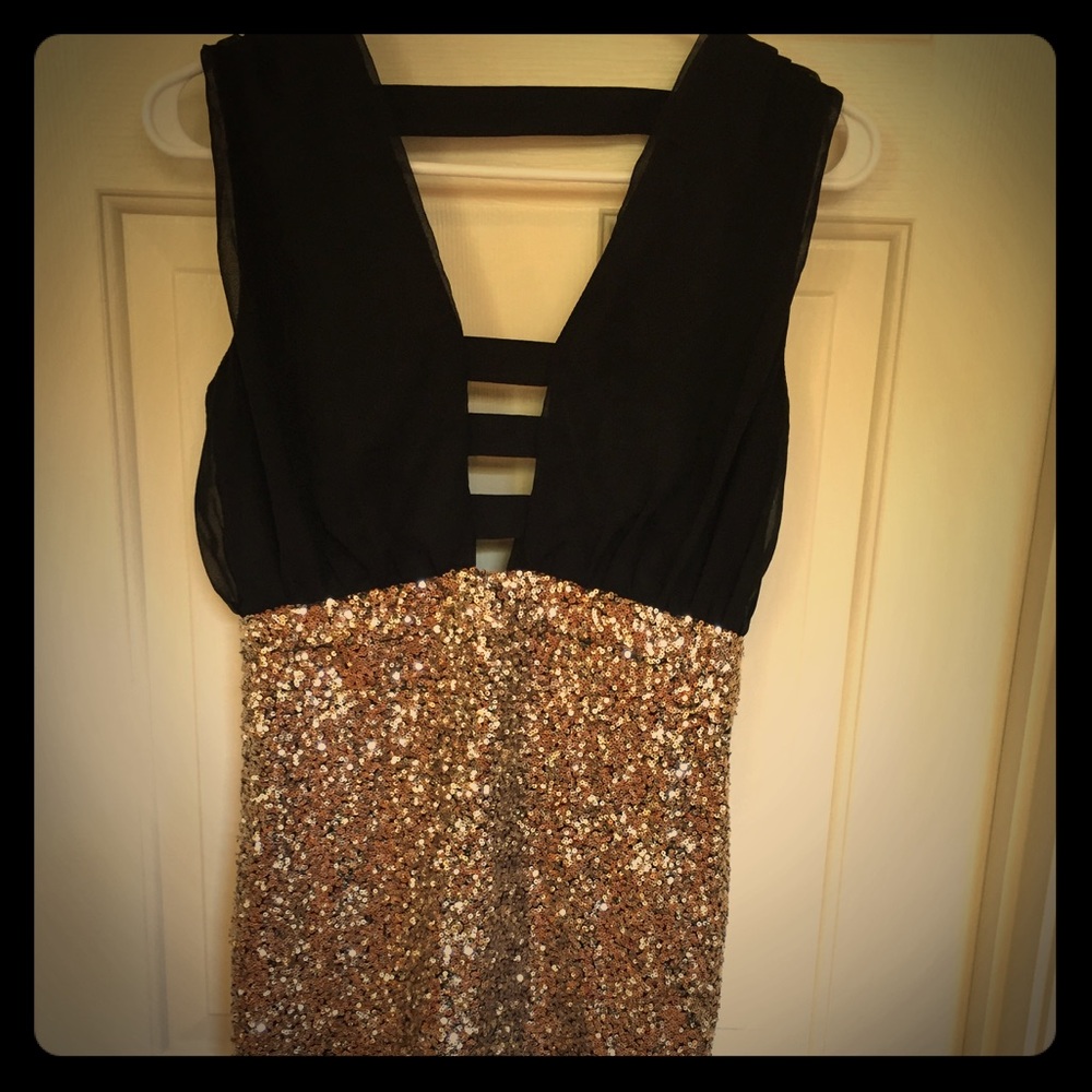 Black and Gold sequins dress