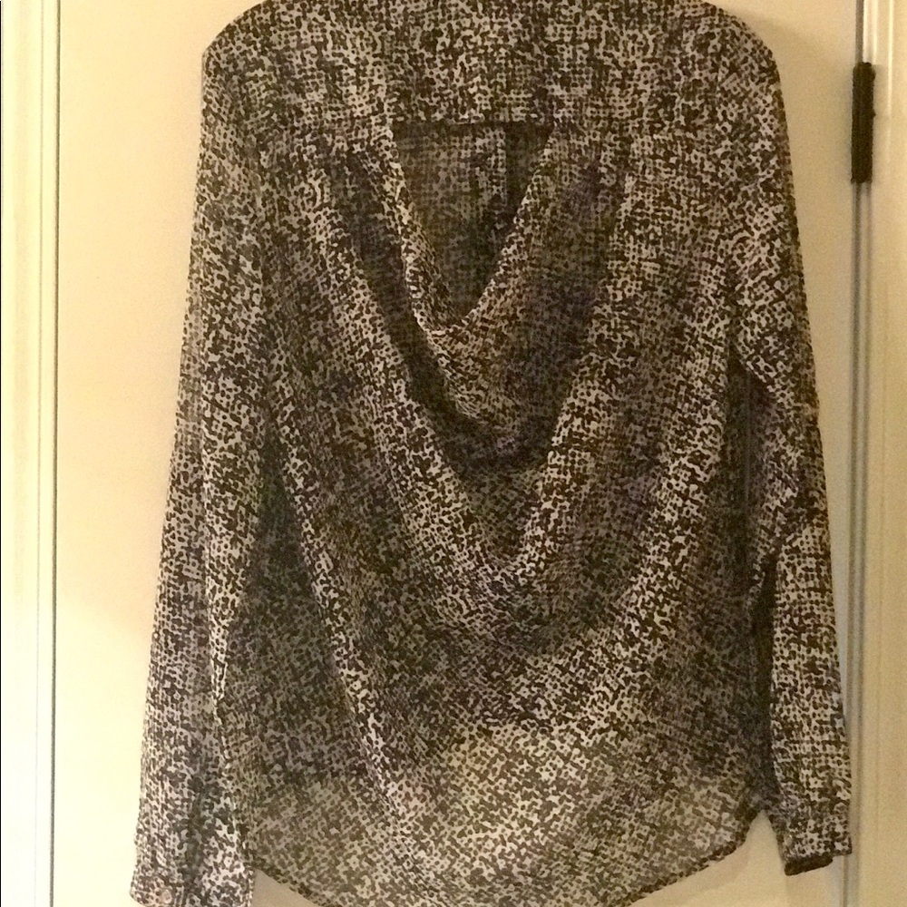 Black and white spotted button down