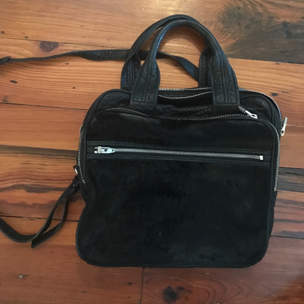 Alexander Wang black leather & pony hair bag