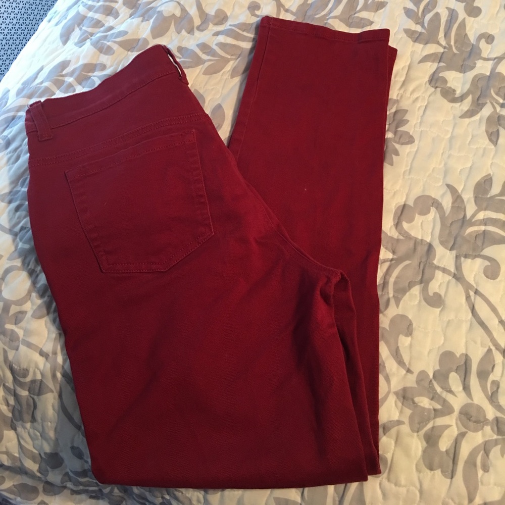 Beautiful berry colored straight leg jeans.