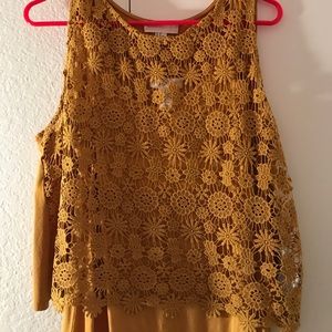Mustard crochet flower top