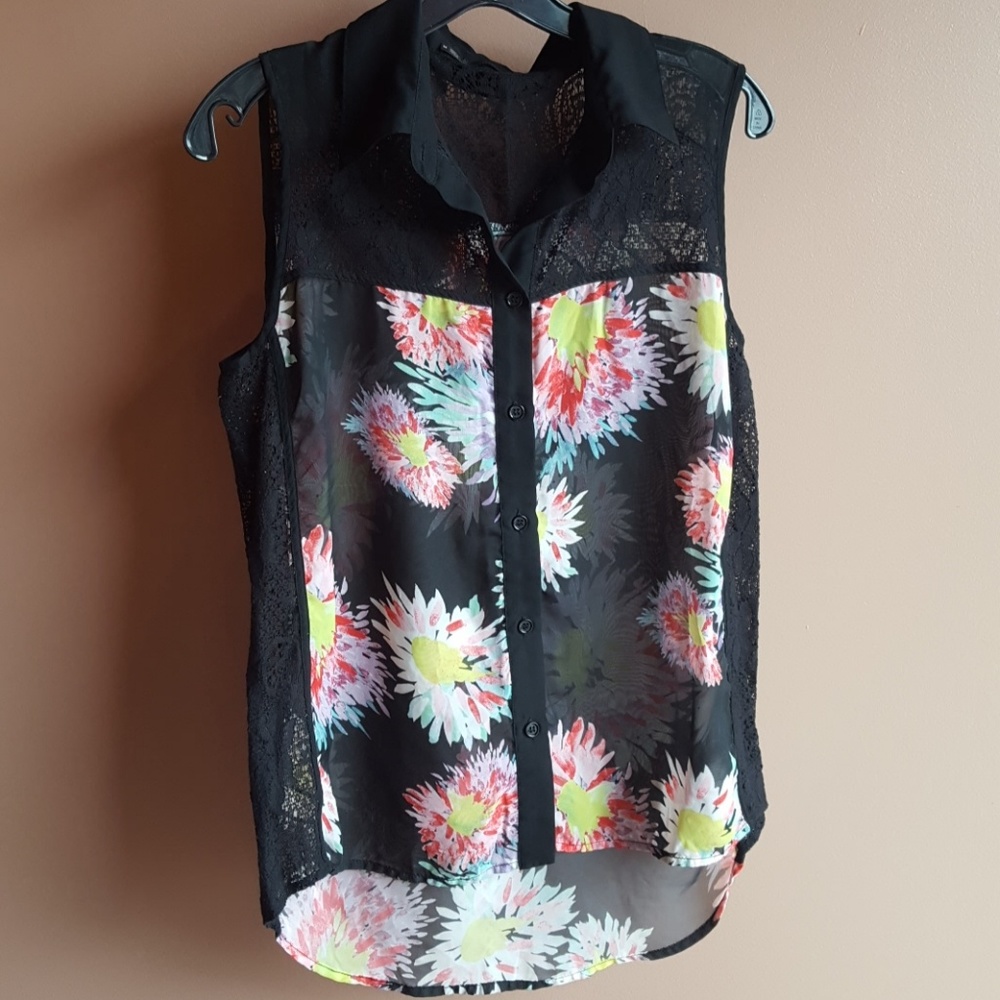 Printed sheer blouse
