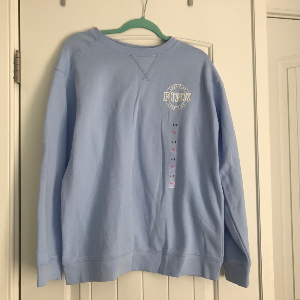 Baby blue Pink crew neck