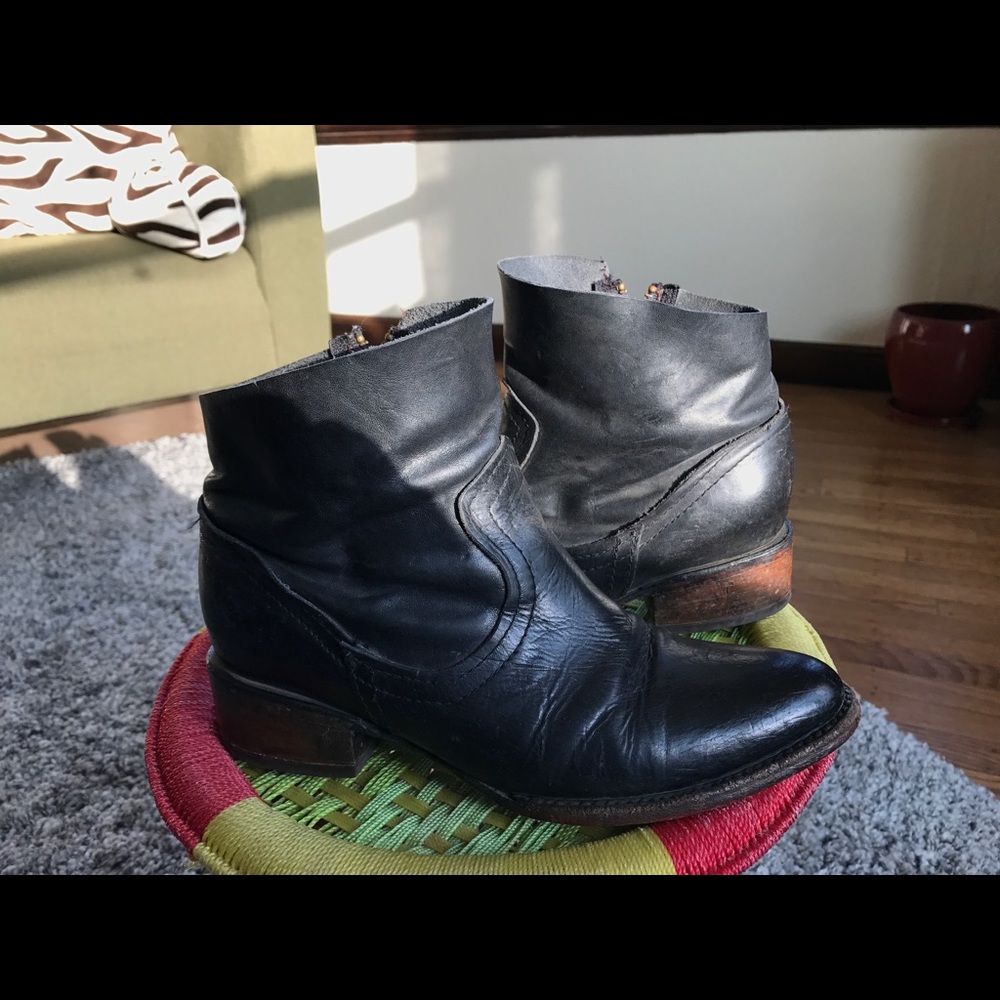 Freebird black leather booties.