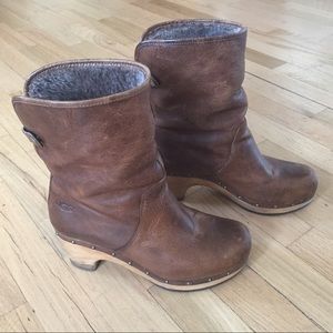 Ugg Lynnea Clog Boots Fur Lined Wood Soles