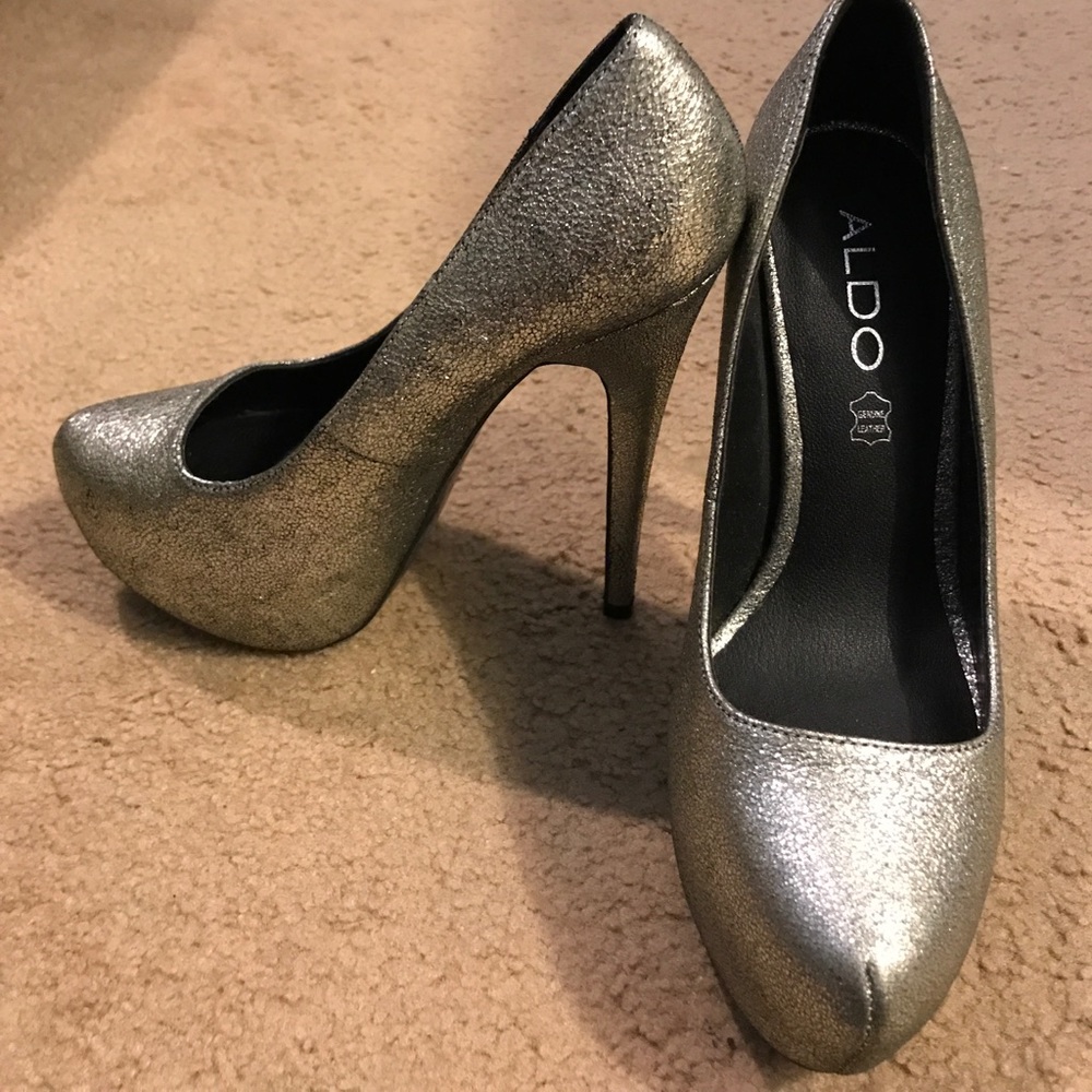 Aldo silver platform heels