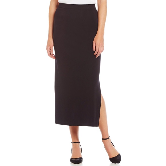Black straight midi skirt clearance