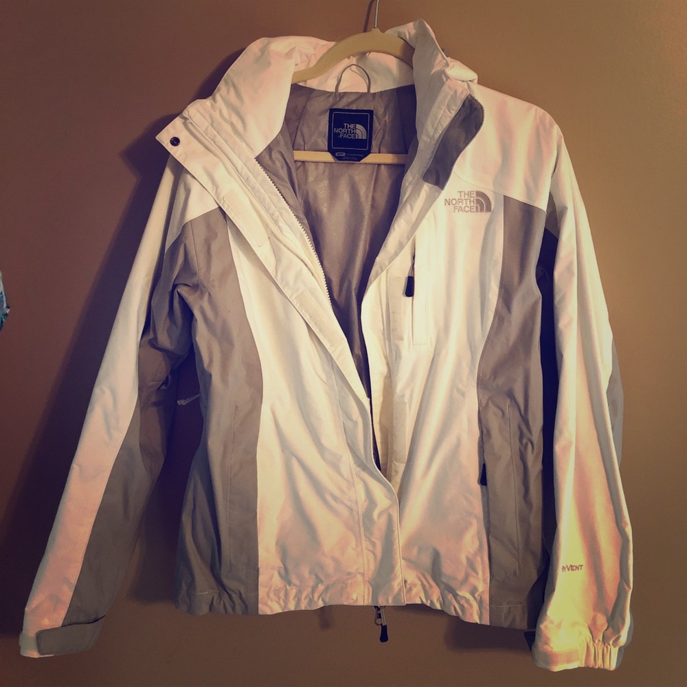 The North Face Hyvent jacket size small white/grey