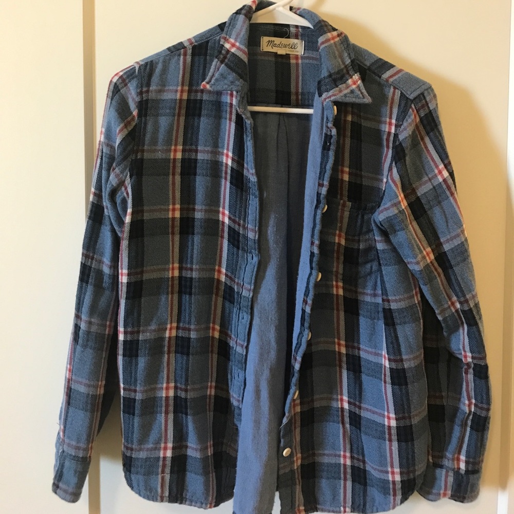 Madewell striped flannel, thick and flattering fit