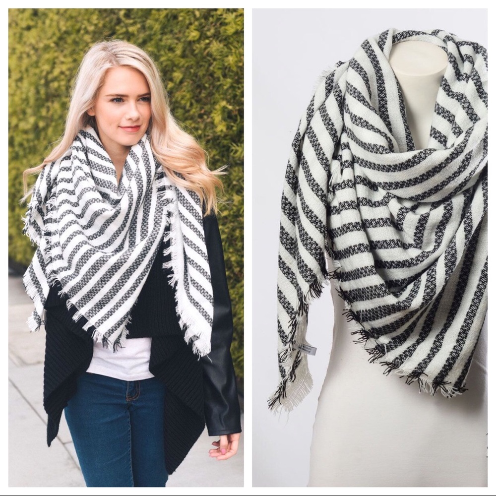 Striped Boutique Knit Blanket Scarf