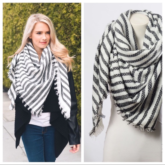 Accessories - Striped Boutique Knit Blanket Scarf