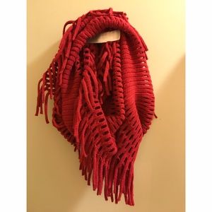 Red Fringe infinity scarf