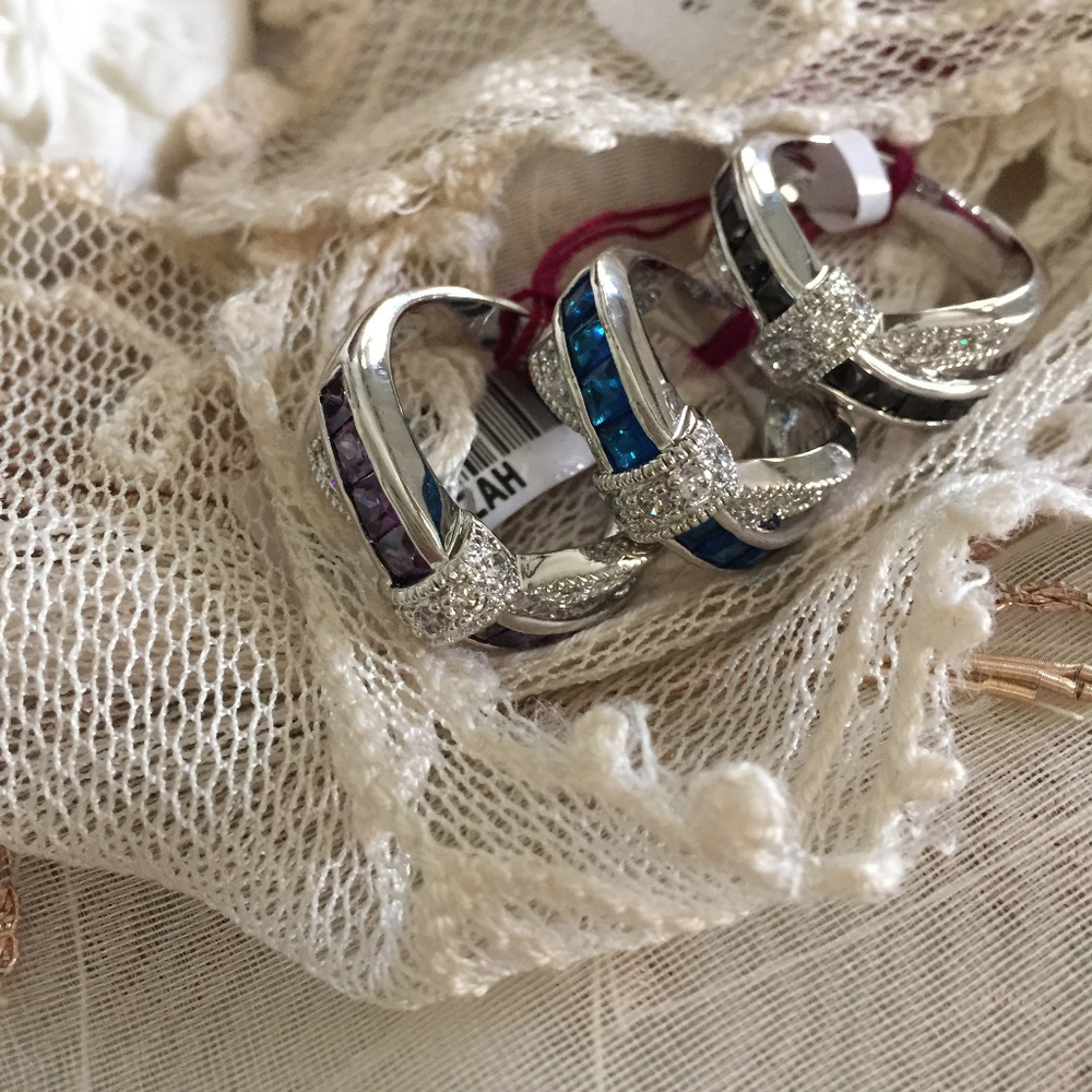 Pretty Cross Over Ring, three colors. Price Firm