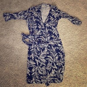 CAbi Navy Floral Wrap Dress