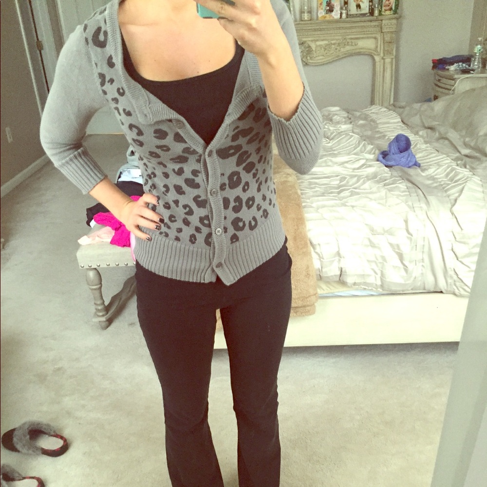 Black and grey cheetah print cardigan
