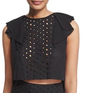 Kendall and Kylie Eyelet Cotton Ruffle Top