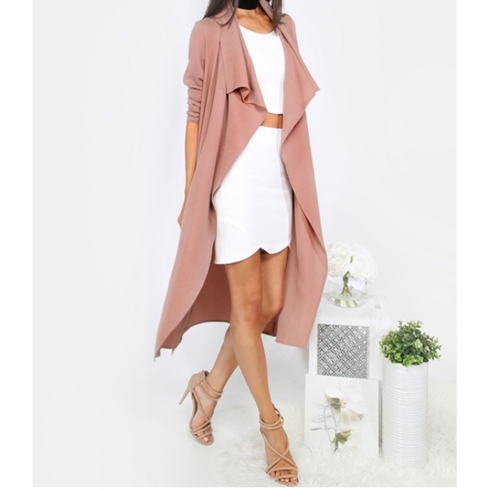 🆕 Lapel Long Sleeve Mauve Duster - Picture 3 of 8