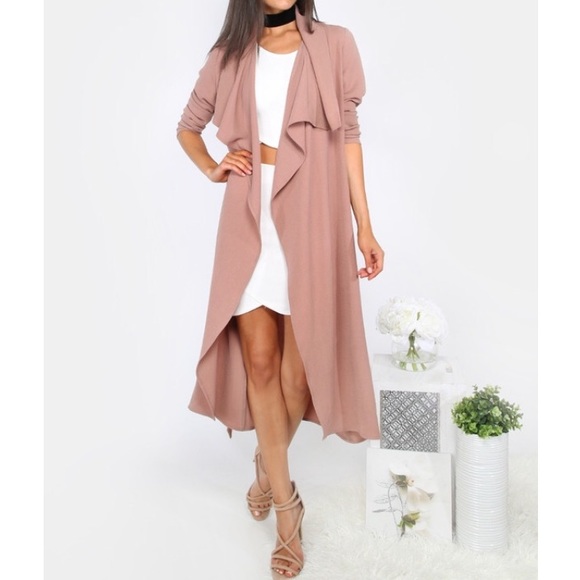 🆕 Lapel Long Sleeve Mauve Duster - Picture 4 of 8