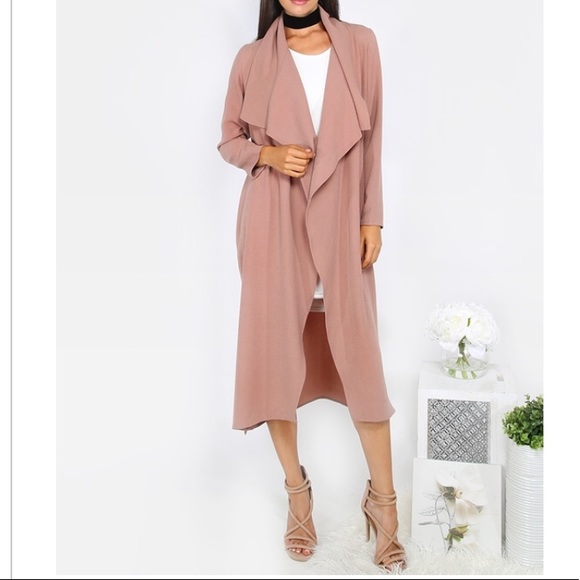 🆕 Lapel Long Sleeve Mauve Duster - Picture 2 of 8