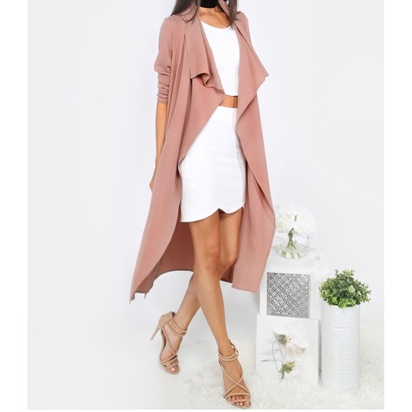 🆕 Lapel Long Sleeve Mauve Duster - Picture 3 of 8