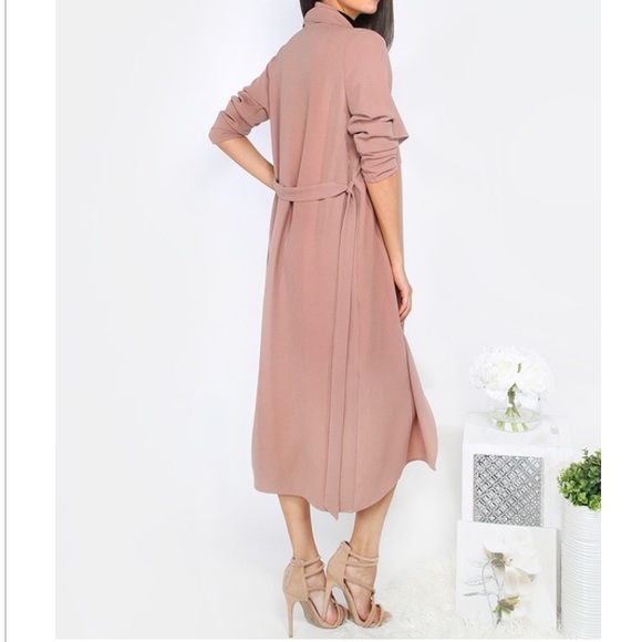 🆕 Lapel Long Sleeve Mauve Duster - Picture 7 of 8