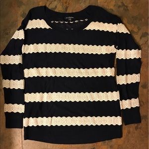 💥PRICE DROP 💥 Navy and Cream Lace Sweater