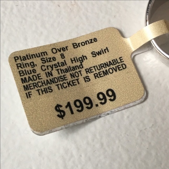 New Blue Crystal Swirl Ring Rhodium Plated - Picture 7 of 8