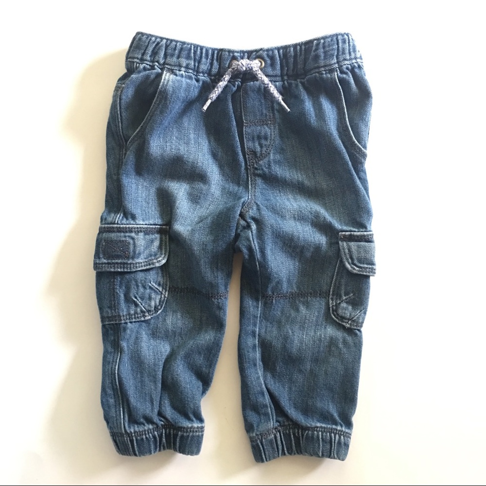 Denim Cargo jeans with side pockets 12-18 mo.