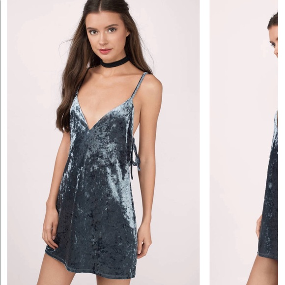 PrettyLittleThing Dresses & Skirts - brand new blue velvet dress with tags size m!!!