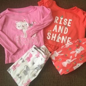 2 pajama pairs and sweatshirt bundle 18m