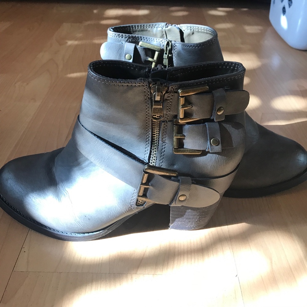 Olive greenish grey booties