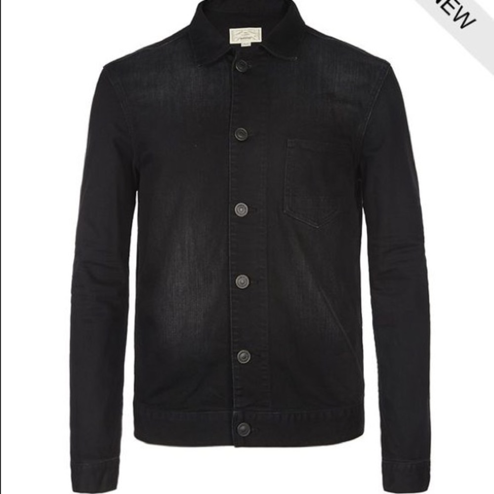 All Saints Mens Black Denim Jean Jacket Tochigi