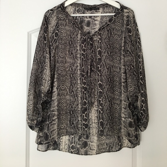 Zara Tops - Zara snakeskin blouse with bow detail
