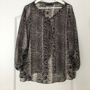 Zara snakeskin blouse with bow detail