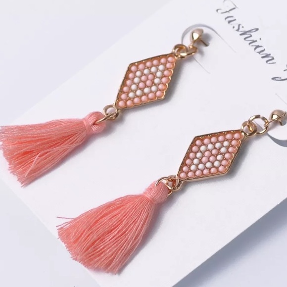 Jewelry - Pink Boho Tassel Earrings