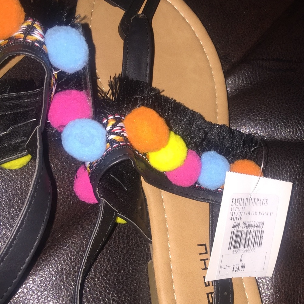 SASHU multi color Pom sandal