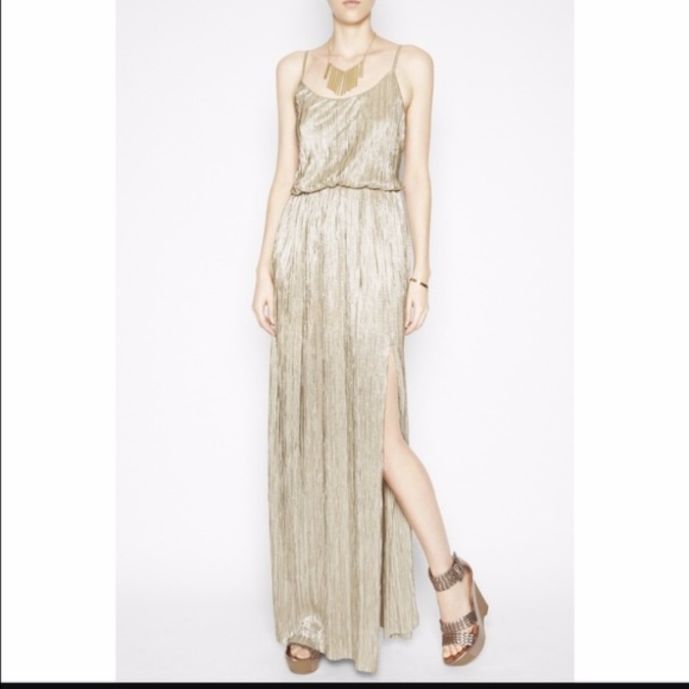 BCBGeneration Gold high slit maxi dress - Picture 1 of 2