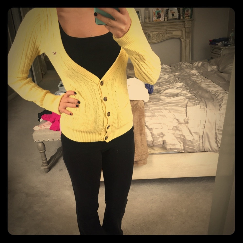 Yellow hollister cardigan