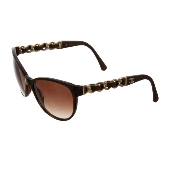 chanel round sunglasses with chain