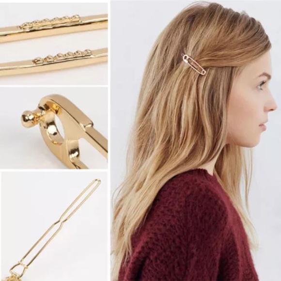 Back in New safety pin hair clips set of two - Picture 2 of 7