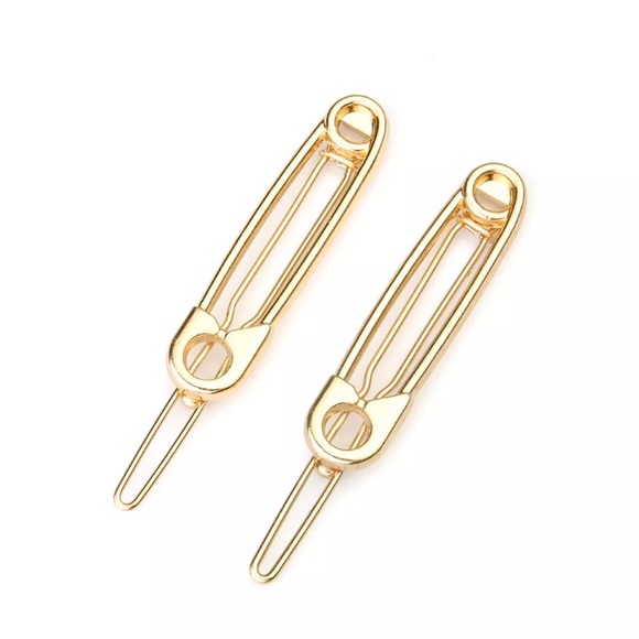 Back in New safety pin hair clips set of two - Picture 3 of 7