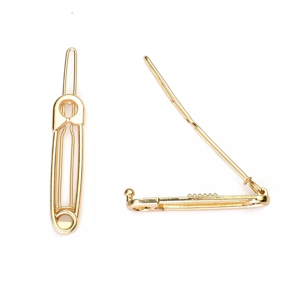 Back in New safety pin hair clips set of two - Picture 4 of 7